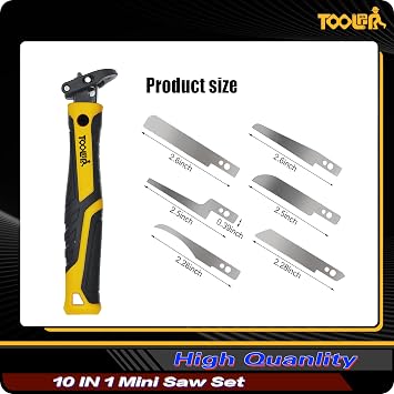 TOOLAN: 10-In-1 Model Craft Hand Saw & File Set DIY Mini Razor Saw&File Kit for Handcrafted, Modeling, Plastic, and Other Fine Cutting, Reliable Blade Quick Change Mechanism.