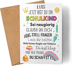 Kiddle-Design Karte Schulkind 2025 personalisiert, Einschulung Schulanfang Grußkarte mit Spruch und Name, Einschulungsgeschenk zum ersten Schultag für Erstklässler, Einschulungskarte
