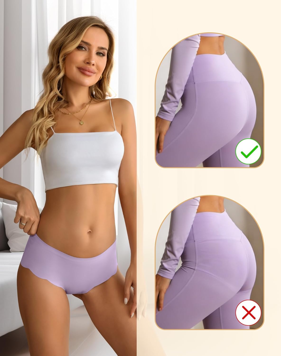 Seamless Underwear for Women Mid Waist No Show Stretch Panties Ladies Invisible Wave Edge Briefs 6 Pack - Image 5