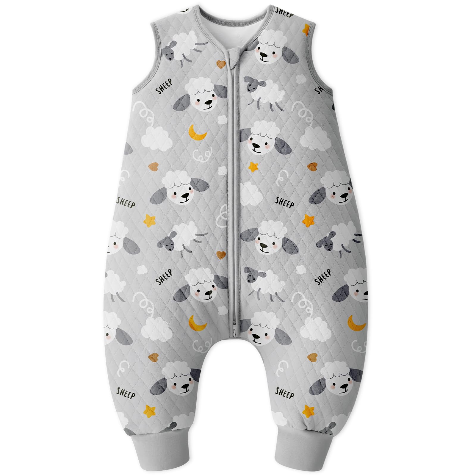 Looxii Schlafsack Baby mit füßen 2.5 Tog Baumwolle Warm Winterschlafsack Baby Schlafsack mit Beinen für Kinder 3-4 Jahre Jungen Mädchen 90 cm Grau Alpaka