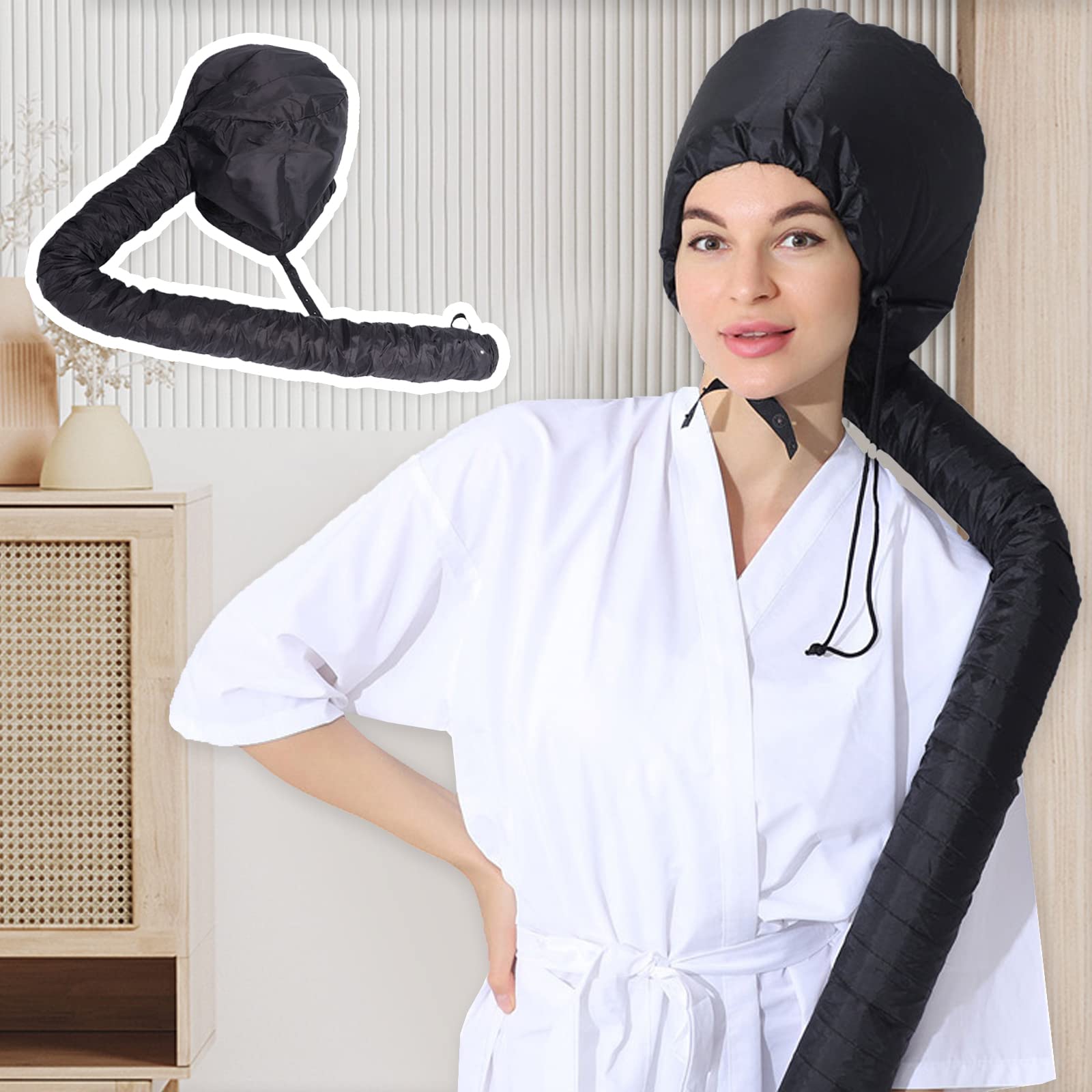 Bonnet pour Sèche-Cheveux, Capuchon Vapeur Réglable pour Sèche-Vheveux avec Bande élastique et Tuyau D'extension, Capuchon pour Sèche-Cheveux pour Femmes Filles