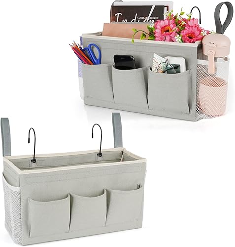 Lilithye - Organizador para lateral de cama con correas fijas y soporte para botella de agua para el hogar, dormitorio, litera, cama de hospital,