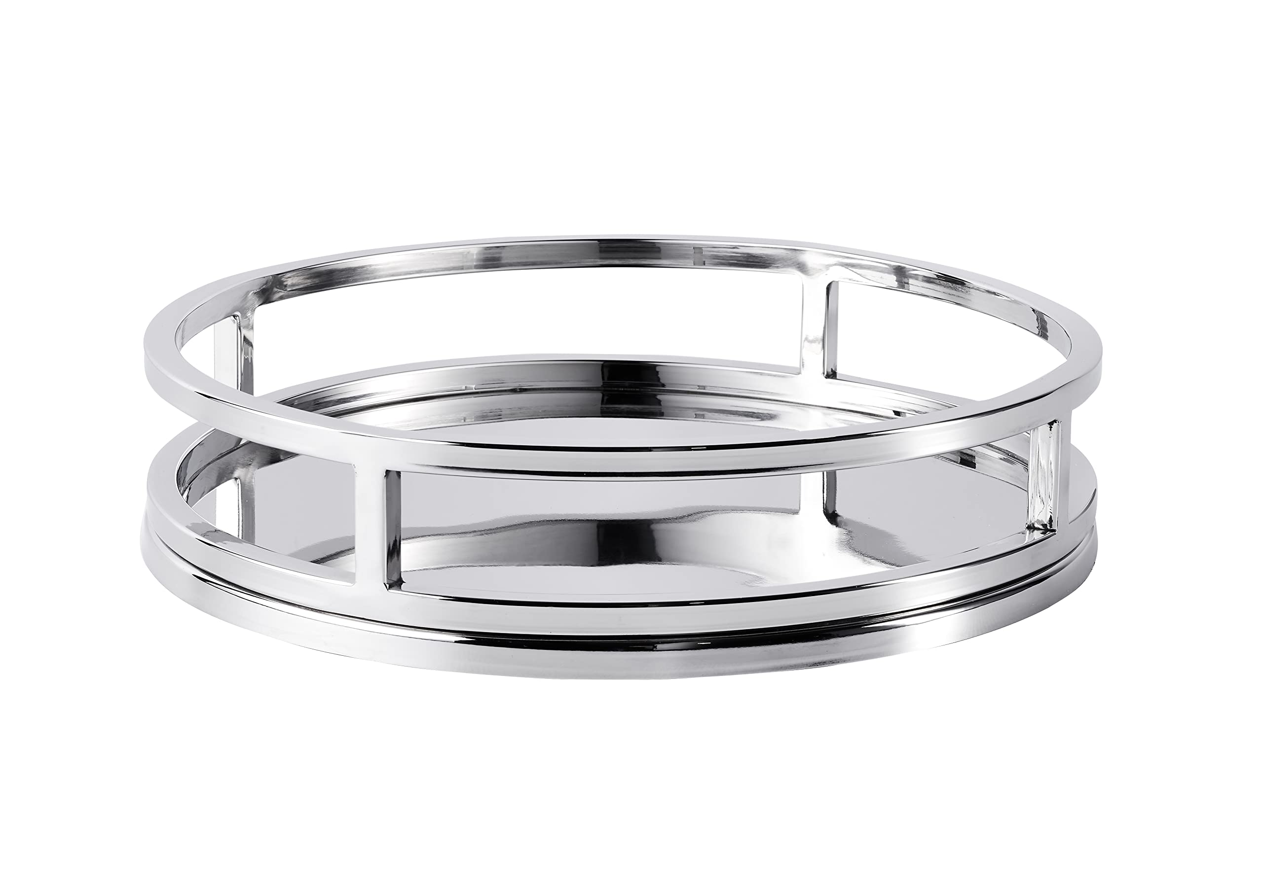 Bandeja de acero inoxidable redonda, bandeja para servir, bandeja para servir, bandeja de plata con asa de metal, bandeja de plata, decorativa, decoración navideña para salón, comedor, 30 cm