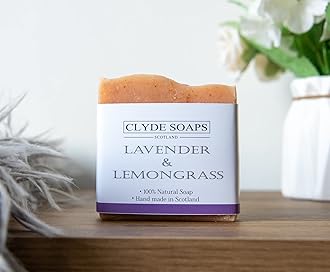Lavender & Lemongrass Clyde Soaps, Cold Process, Palm Oil & Plastic Free, Eco Gift, UK Handmade Vegan, Cruelty Free, Artisan Soap, Best For Men And Women
