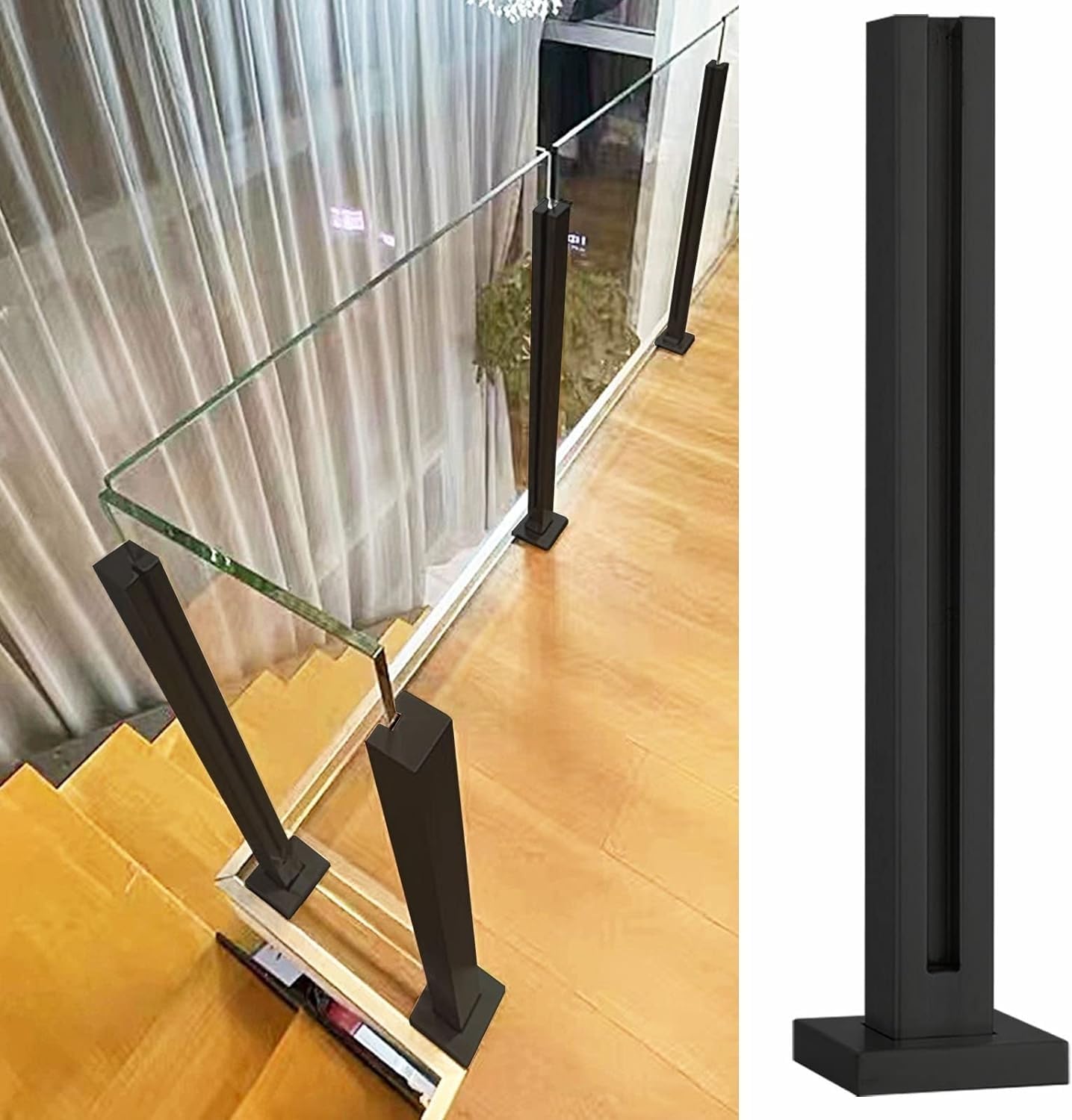 Pince de fixation noire inox anti-corrosion pour paroi douche et verre