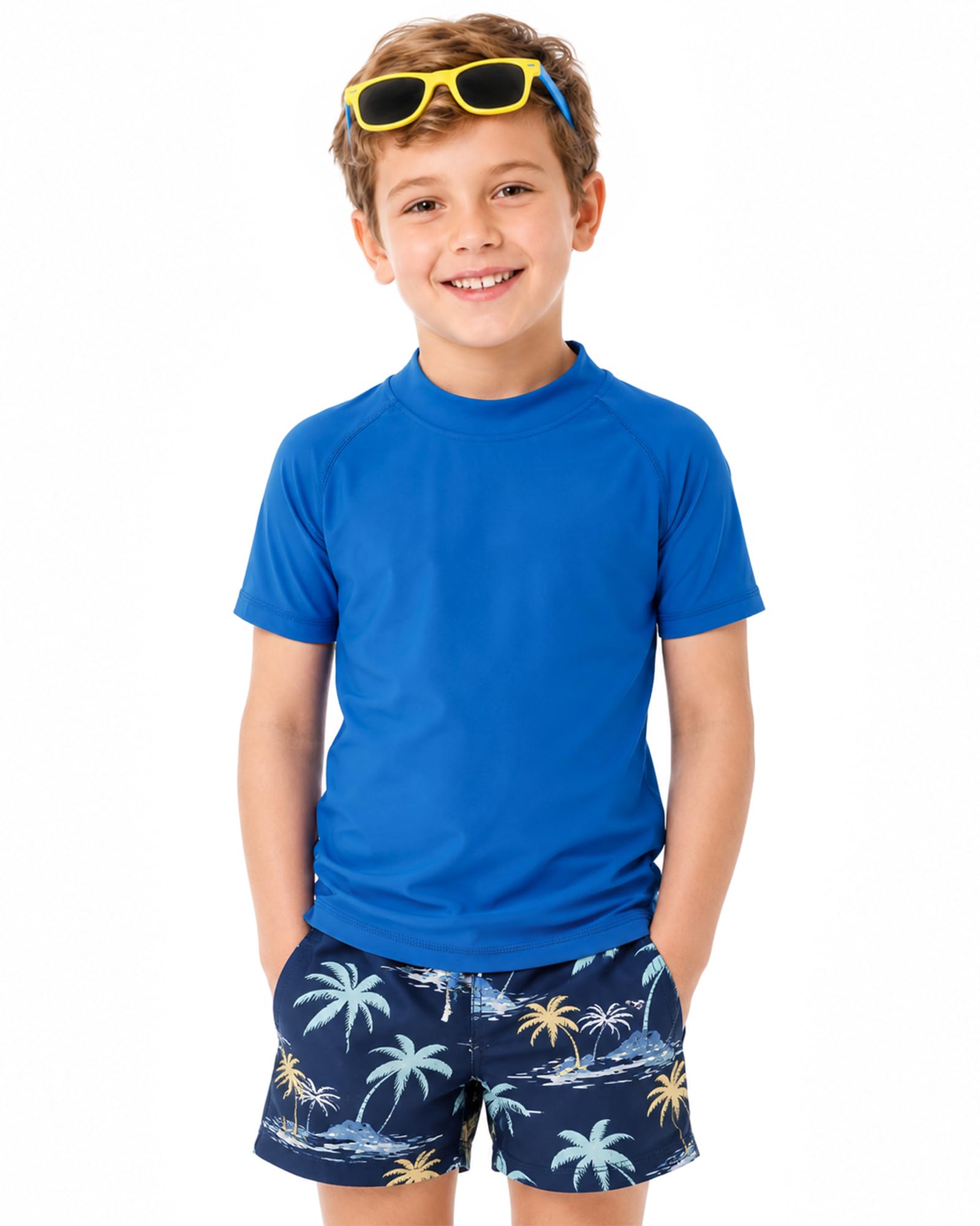 MEETWEE Jungen Schwimm Kurzarm/Langarm Shirt Kinder Schwimm UV Tshirt Kinder Badeshirt RashWeste Surfen Tshirt Schnelltrocknend Strand Shirt Wassersport Top