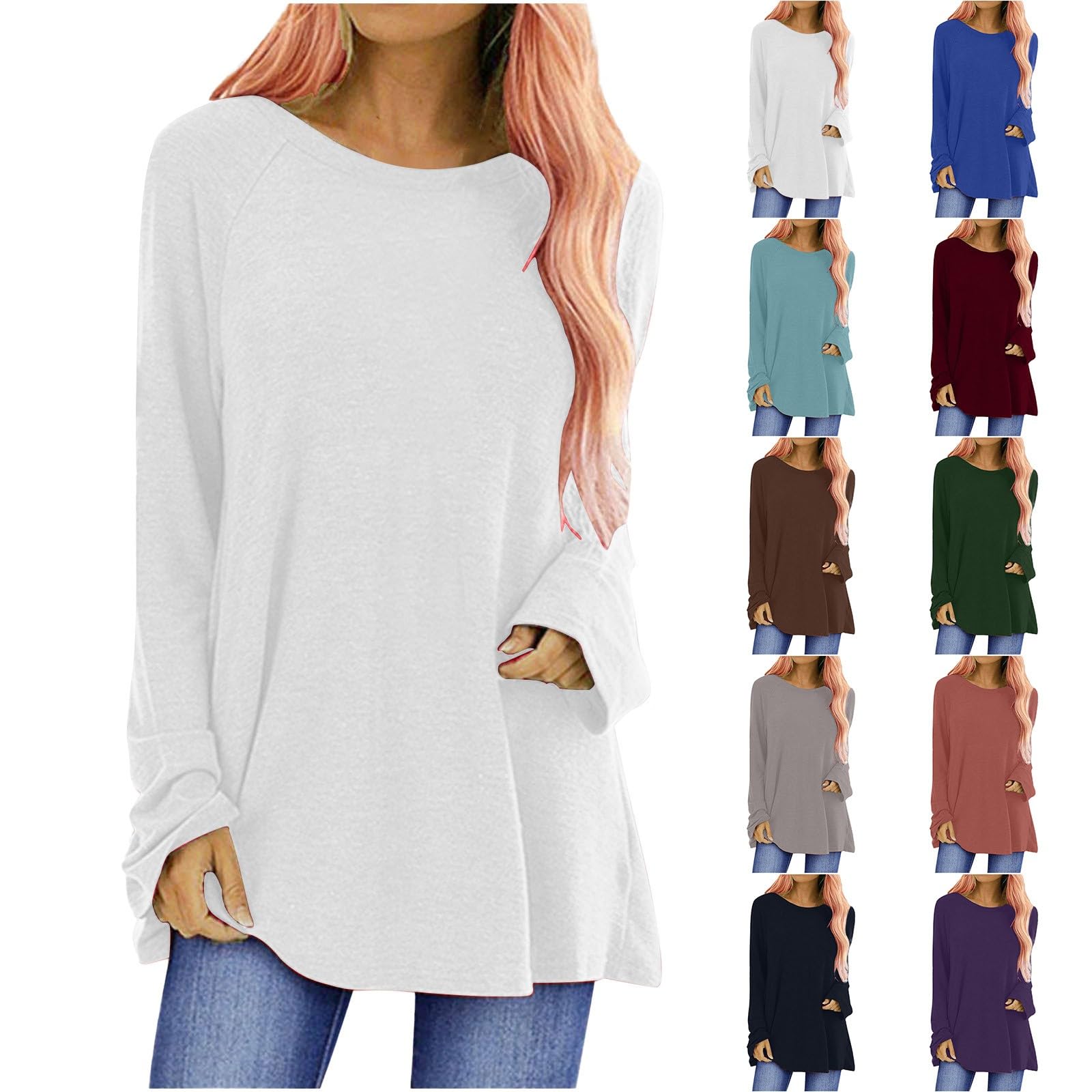 Minetom Maglione Donna Felpa Manica Lunga Stampe Maglia Scollo A V Orlo Irregolare Camicetta Larga Maglietta con Tasca A Cerchio XS