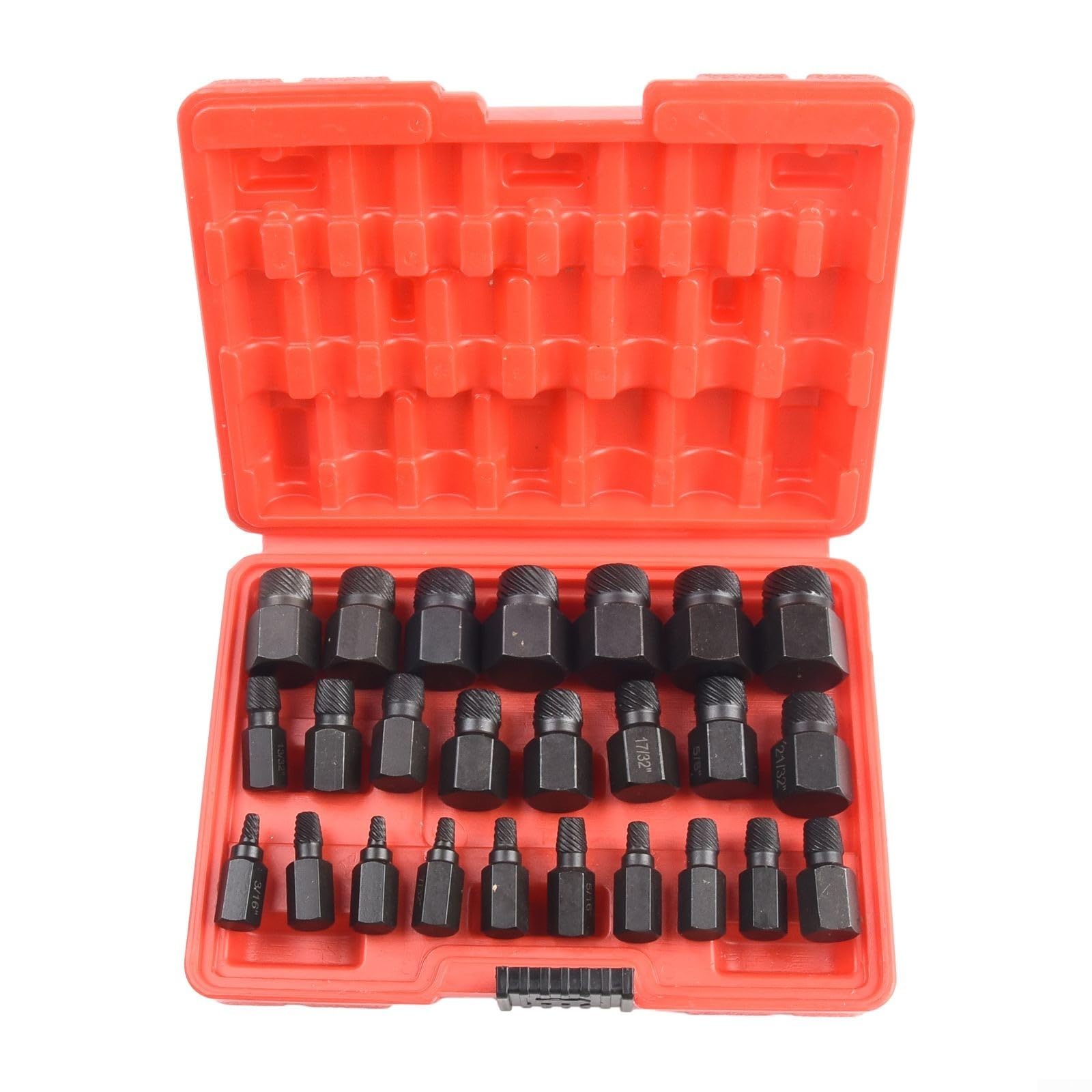Juego de extractores de Tornillos de 25 Piezas, Juego de extractores de Tornillos de múltiples estrías con Cabeza Hexagonal, Herramienta para extraer Tornillos y Pernos dañados