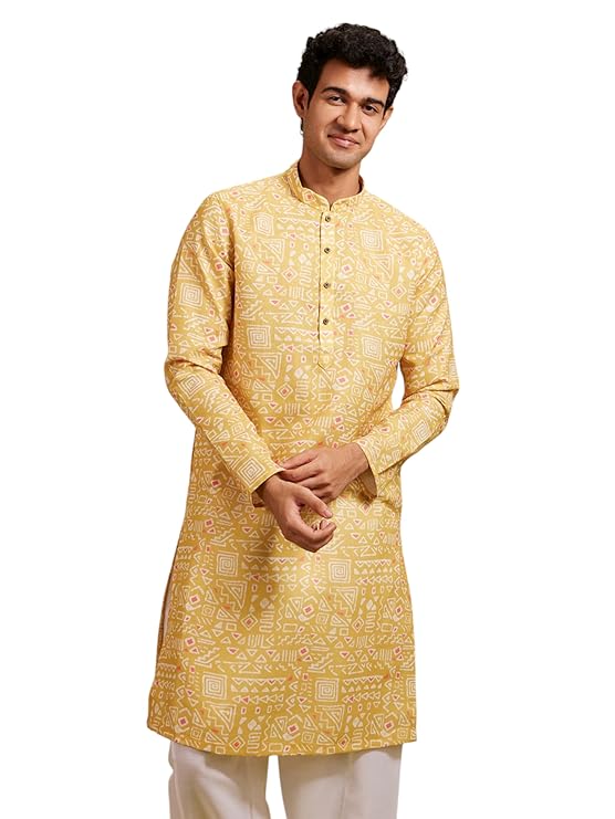 DIWAS BY MANYAVAR Men's Cotton Blend Printed Kurta