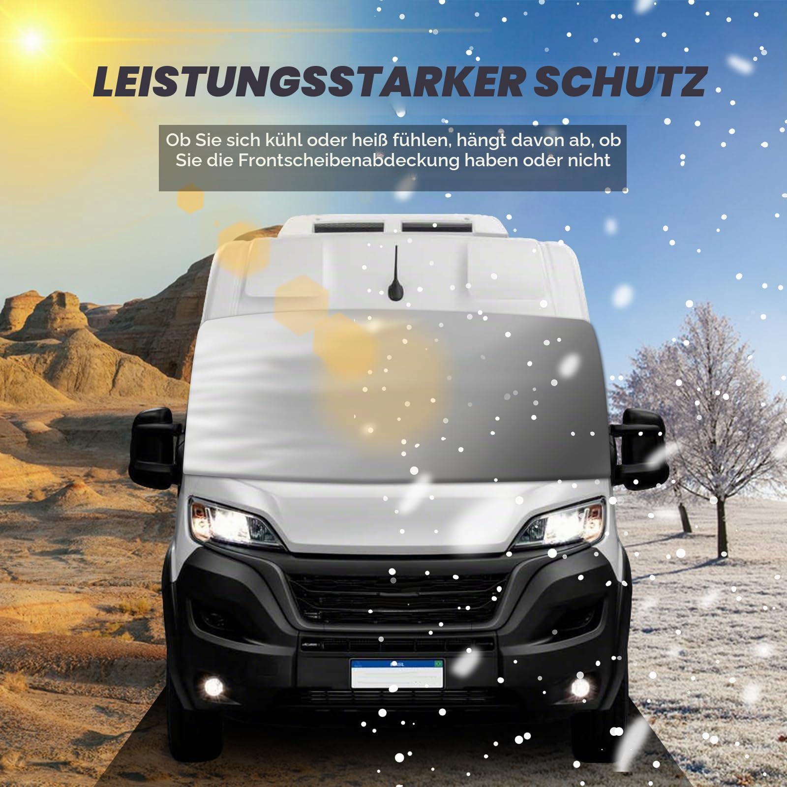 MaxAwe für FIAT Ducato 2006-2024 Auto Windschutzscheiben Abdeckung, Wasserdicht Sonnenschutz Frontscheibe Thermomatten, Blackout Anti-UV/Frost/Ice/Staub Wrap Cover Sonnenblenden für Frontscheibe