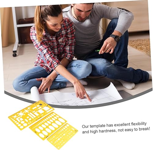 Miniatura 9 de iplusmile Plantillas de dibujos geométricos, paquete de 3 reglas geométricas de medición, plantillas de dibujo, herramientas de medición, plantillas