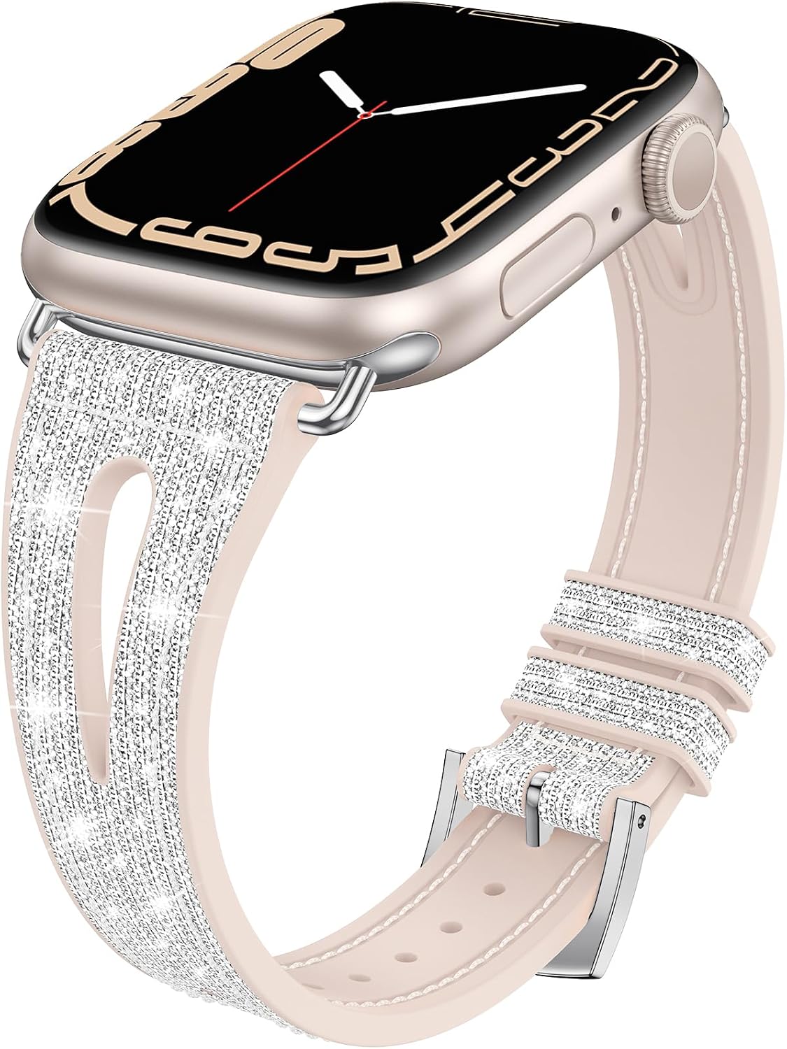 Goton Bling Silicone Band for Apple Watch 46mm 45mm 44mm 42mm 41mm 40mm Series 11/10/9/8/7/6/5/4/SE 3/2/1, Soft & Breathable Glitter Strap for Women, Stylish, Adjustable, Comfortable Fit, Sparkle