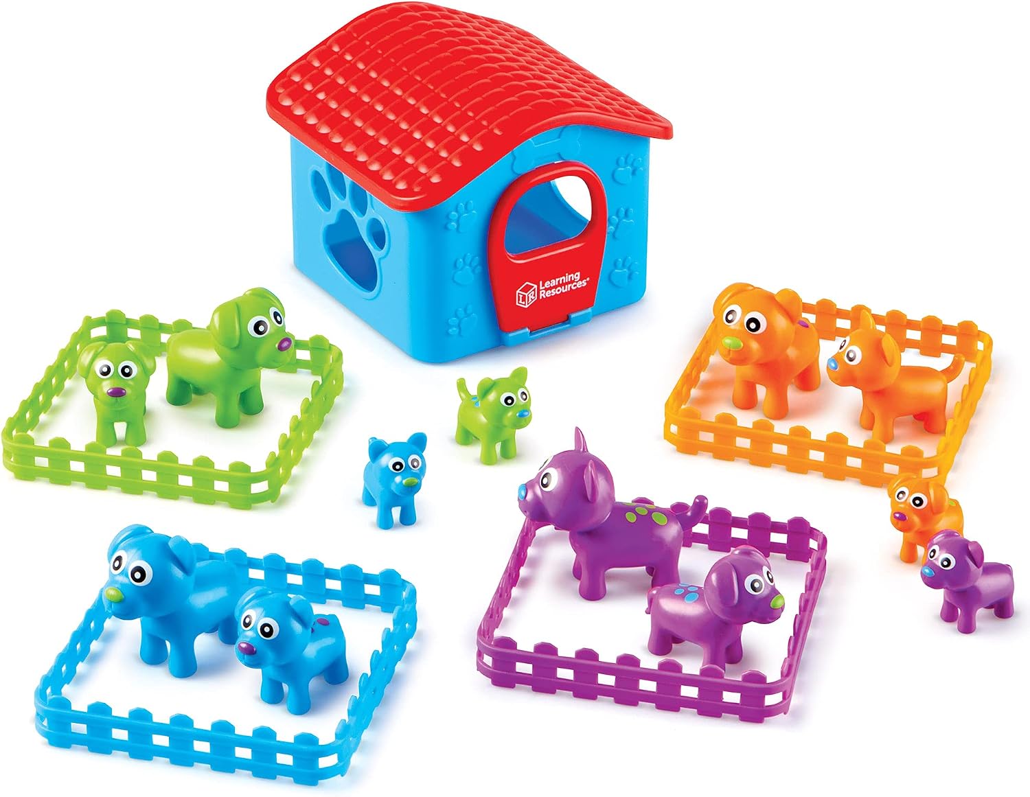 Learning Resources Sort-'Em-Up Pups - 28 Pieces, Ages 3+, Color Sorting and Matching for Toddlers, Fine Motor Skills, Gifts for Boys and Girls