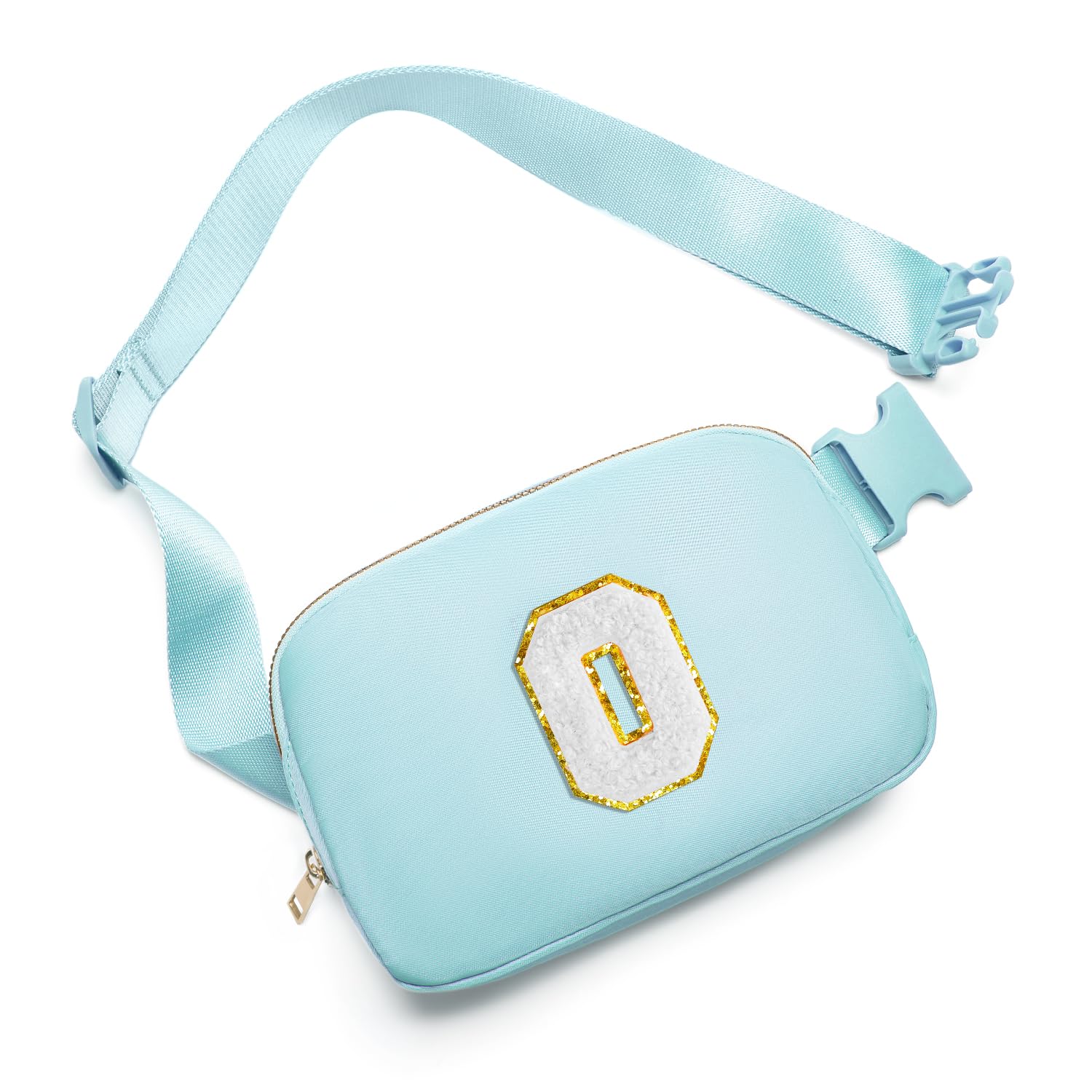Gitus Birthday Gifts for 8 9 10 11 12 13 Year Old Girls Personalized Fanny Pack Crossbody Bags with Initial Letter Patch Belt Bag for Teen Girls Cute Trendy Stuff Travel Essentials (Icingblue-O)