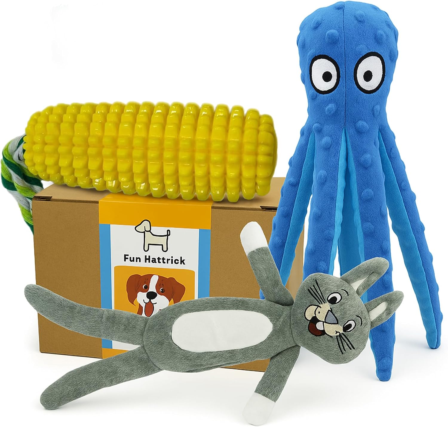 Paw-Some Deal: 3 Dog Toys for the Price of 1 - Perfect for Small Dogs and Puppies. Tough Durable Squeaky - No Stuffing Squeaky, Ideal for Teeth Cleaning