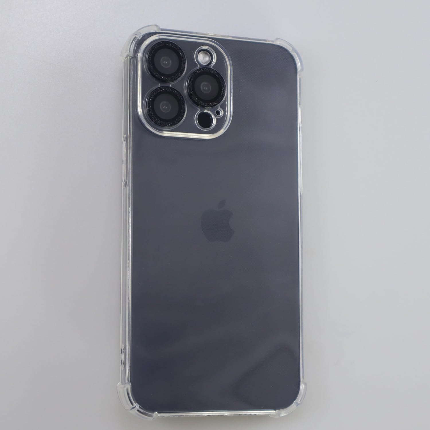 BONVAN for iPhone 15 Pro / 15 Pro Max Camera Lens Protector Bling Glitter Metal Crystal Tempered Glass Screen Accessories Lens Cover for iPhone 15 Pro/Pro Max (Black)
