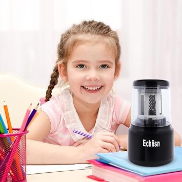 Electric Pencil Sharpener, Office Personal Super Sharp, Powerful Stall-Free Motor, (Black)