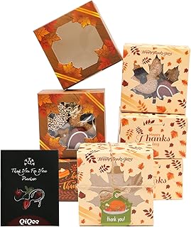 Thanksgiving Bakery Boxes with Window 52pcs 4x4x2.5 Mini Cookie Boxes Macaron Boxes Small Donut Pastry Boxes for Thanksgiving Day