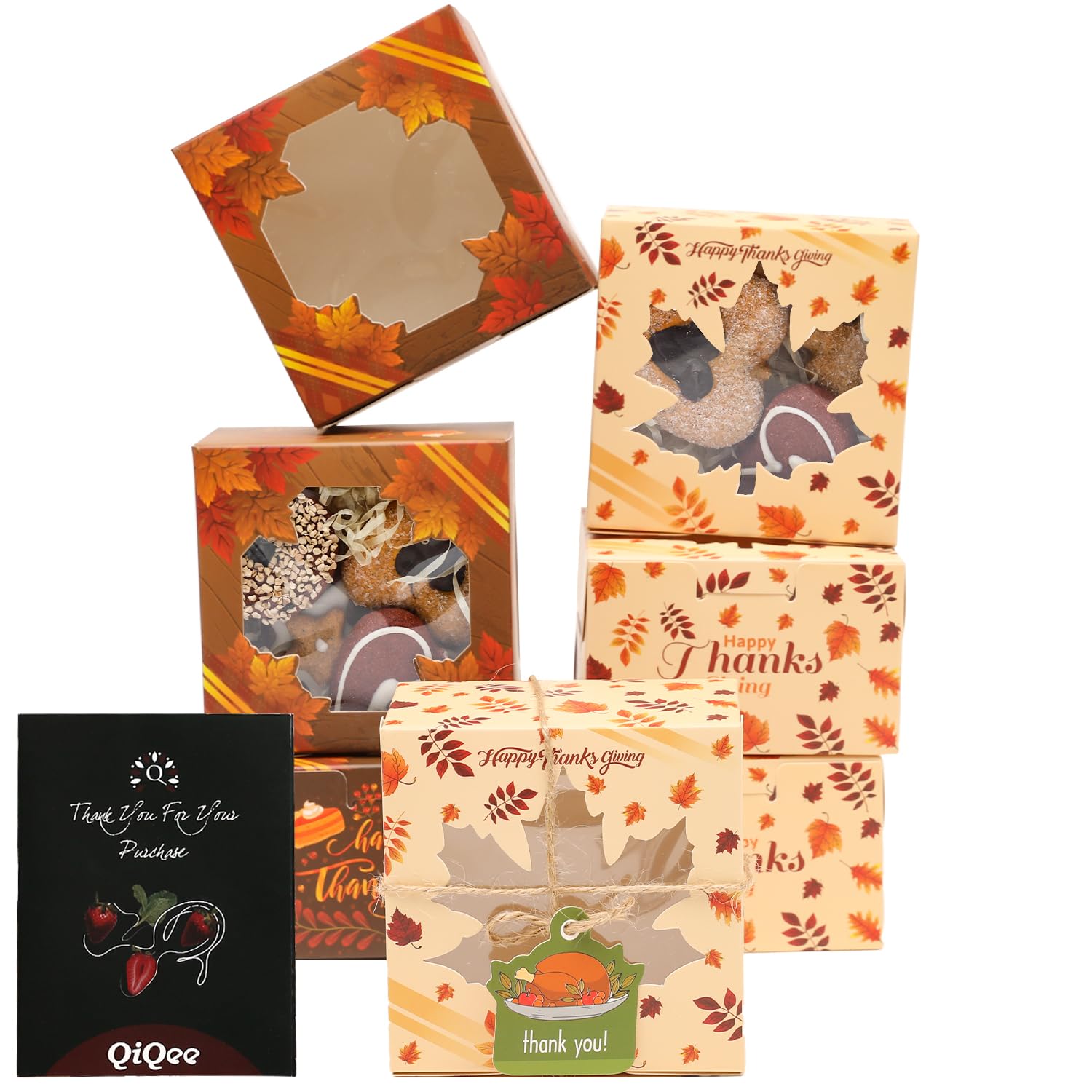 55 Scatole Per Biscotti Con Finestra, 10,2x10,2x6,3 Cm, Per Ringraziamento E Dolci Fatti In Casa