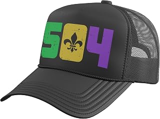 Mardi Gras 504 Fat Tuesday New Orleans Nola Men Women Kids Trucker Hat with Adjustable Mesh Back