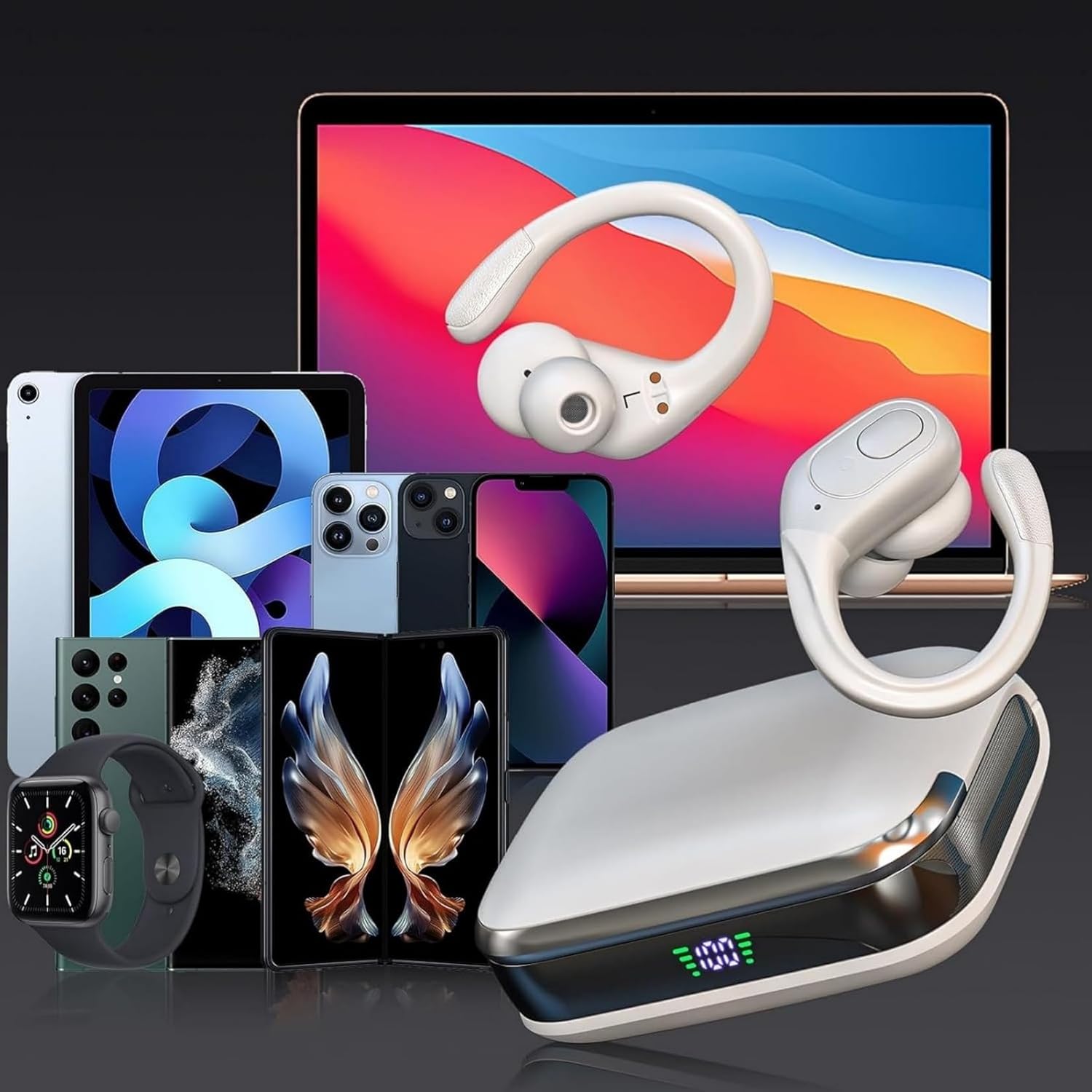 sajawass Wireless Earbuds, Sports Bluetooth Headphones, 75Hrs Playtime Ear Buds with LED Power Display, Noise Canceling Headset, IPX7 Waterproof Earphones for Workout/Running