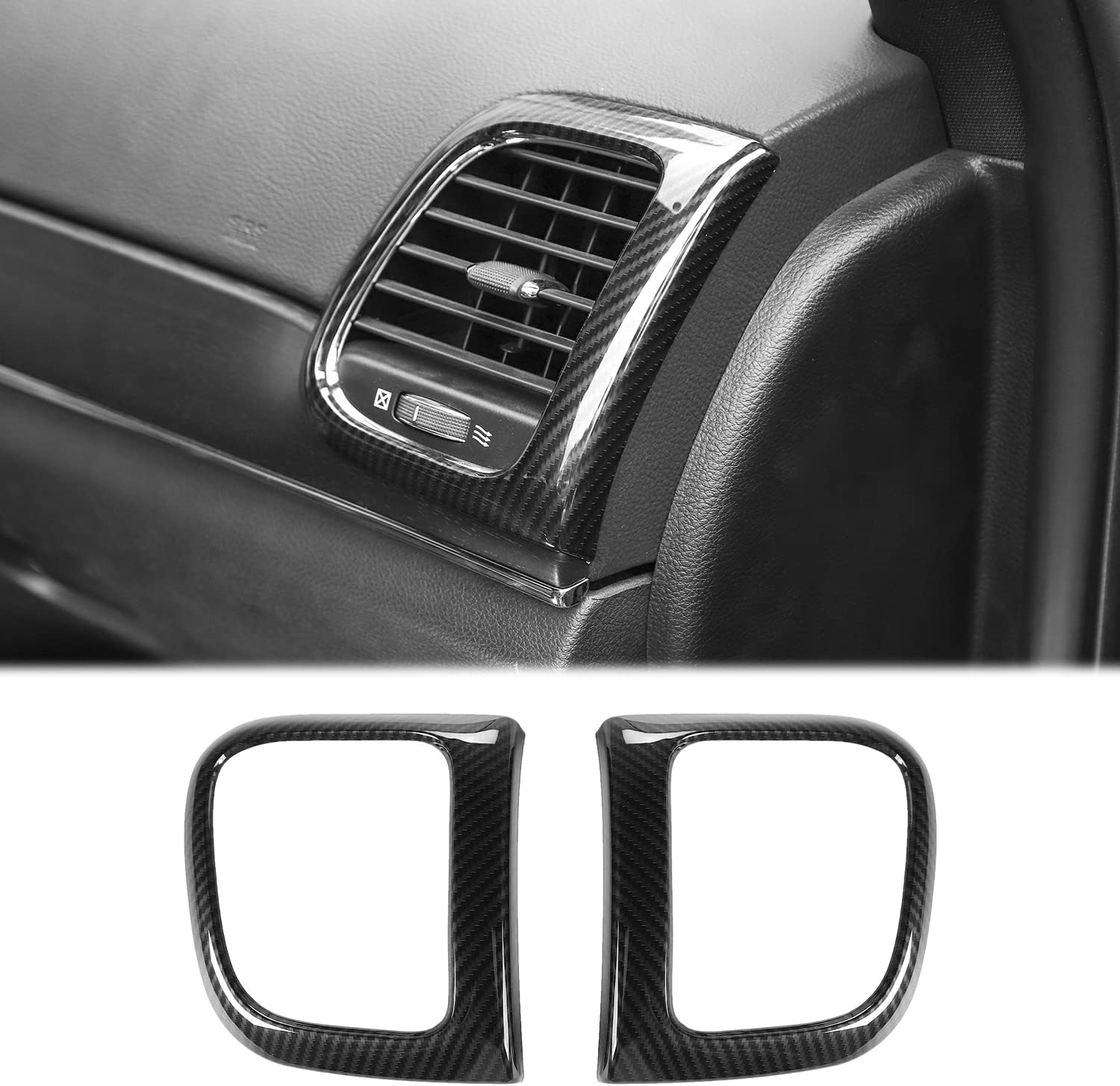 CheroCar for Jeep Grand Cherokee Center Console Air Condition Vent Trim Interior Accessories for 2011-2020 Jeep Grand Cherokee (Carbon Fiber)