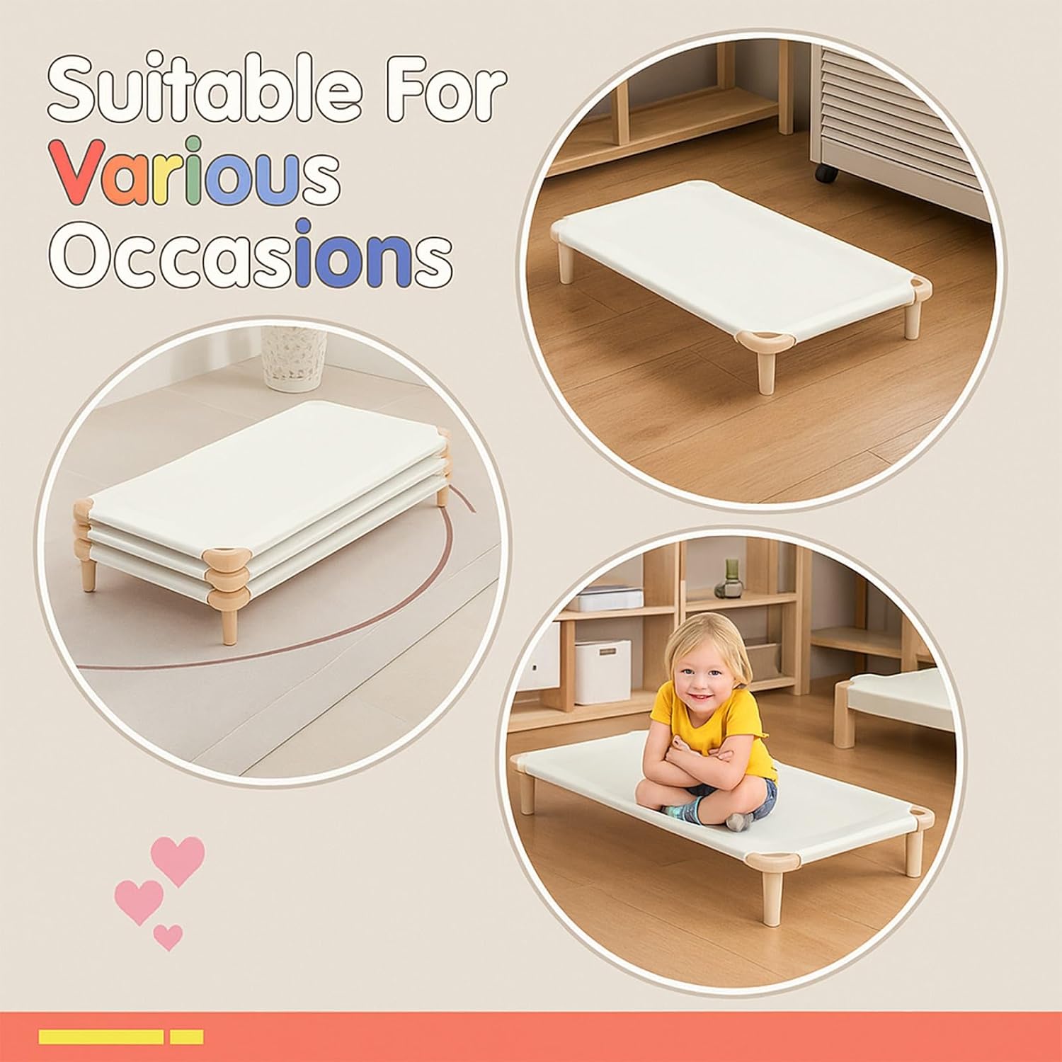 Daycare Cot Sheets 23" X 51" Ivory Pack of 6, Soft Microfiber Fitted Sheets for Toddler & Preschool Daycare Cots, Breathable Elastic Corner Nap Cot Bedding, Secure Fit Daycare Bedding