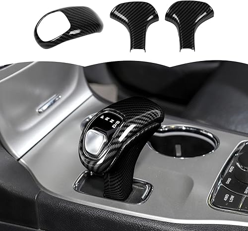 RT-TCZ Cubierta decorativa de fibra de carbono para palanca de cambios, accesorios interiores compatibles con Jeep Grand Cherokee 2014-2015