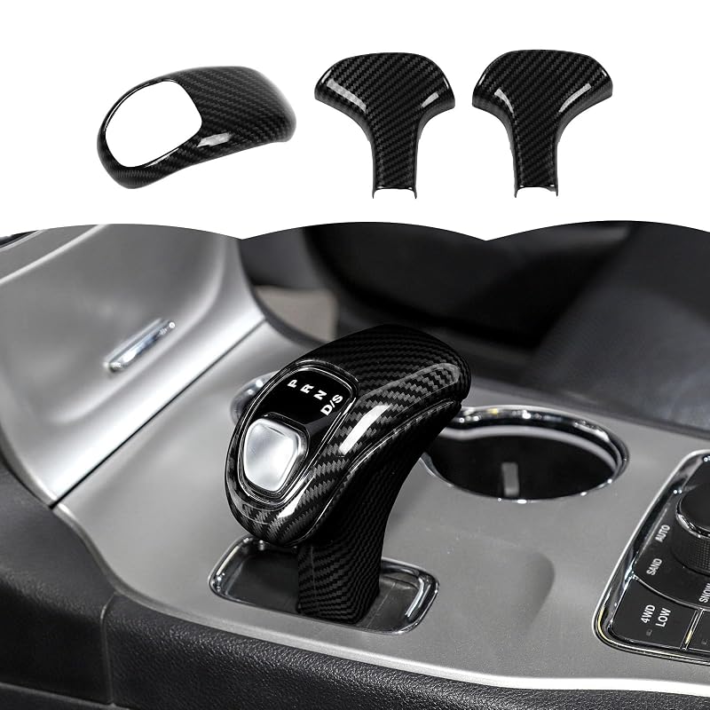 Capa de acabamento para manopla de câmbio em ABS com textura de fibra de carbono RT-TCZ compatível com Jeep Grand Cherokee 2014–2015, 1 unidade