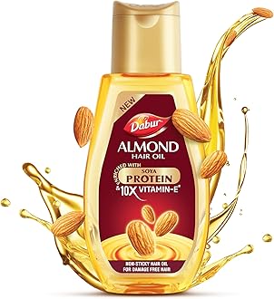 Almond Hair Oil - 500ml | Provides Damage Protection | Non Sticky Formula | For Soft & Shiny Hair | With Almonds, Keratin Protein, Soya Protein & 10X Vitamin E