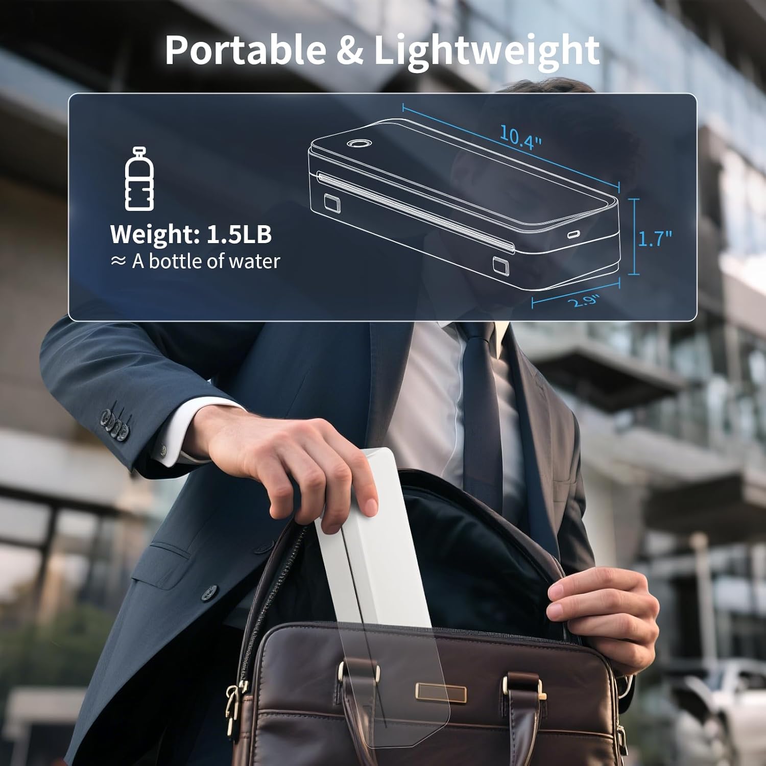 Portable Thermal Printer with 6 Rolls Multi-Size Paper, Bluetooth Inkless Printer Compatible with iOS, Android, Laptop, Used for Travel, Office, Home(White)