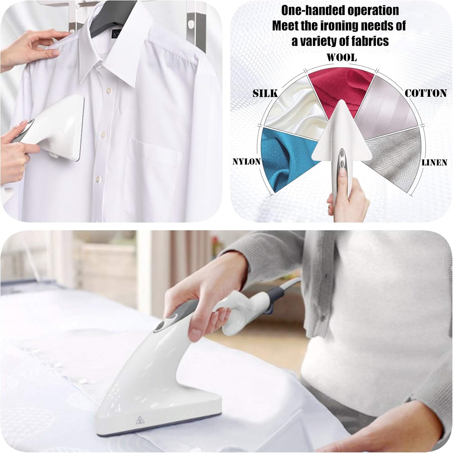 Garment Steamer - Adjustable Foldable Double Pole Vertical Steamer 2000W Heavy Duty Fabric Steamer 2.5 L Water Tank 6 Level Steam Adjustment with Fabric Brush