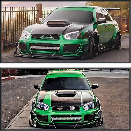 Miniatura 2 de Spec-D Tuning Faros delanteros de proyector de halo negros compatibles con Subaru Impreza 2004-2005 RSWRXOutbackSTI, par izquierdo + derecho