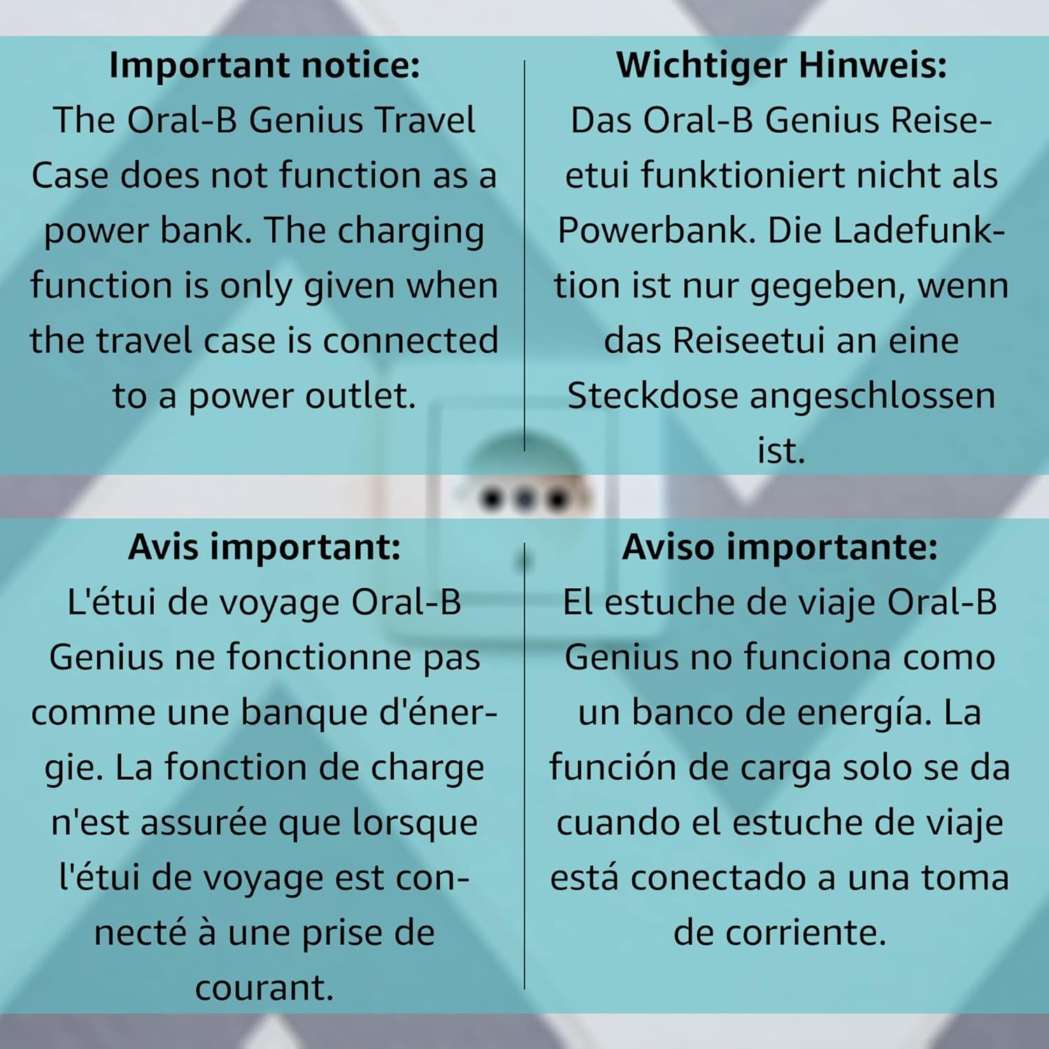 Oral-B Genius Series - Estuche de viaje para cepillos de dientes con función de carga para 1 pieza de mano y 2 cabezales de cepillo de dientes | Juego de funda de viaje y cable de carga (morado),