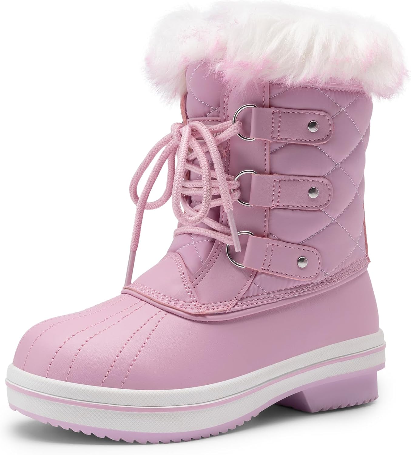 DREAM PAIRS Cozy Kids Snow Boots, Warm & Water-Resistant Winter Boots with Faux Fur for All-Day Play, Non-Slip Mid Calf Boots