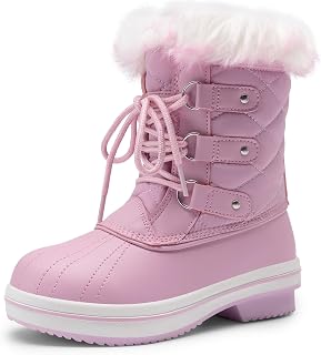 DREAM PAIRS Cozy Kids Snow Boots, Warm & Water-Resistant Winter Boots with Faux Fur for All-Day Play, Non-Slip Mid Calf Boots