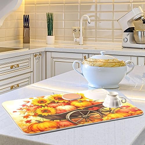 Vista 323 de Tapete de secado de platos de mariposas botánicas para encimera de cocina, almohadilla de secado de microfibra absorbente, grande, 18 x 24 pulgadas