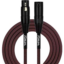 Kirlin Premium Plus Microphone Cable, 20ft, Black/Red Woven Jacket