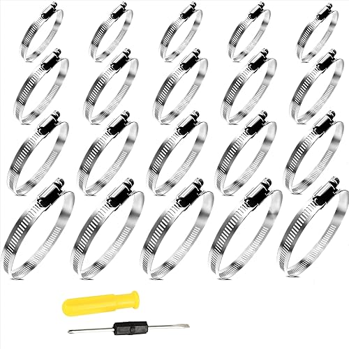 Miniatura 9 de 20pcs Hose ClampsStainless Steel Adjustable 44-108mm Range Large Worm Gear Hose Clamps Assortment Kit 2Inch25Inch3Inch4Inch Fuel Line Clamp for