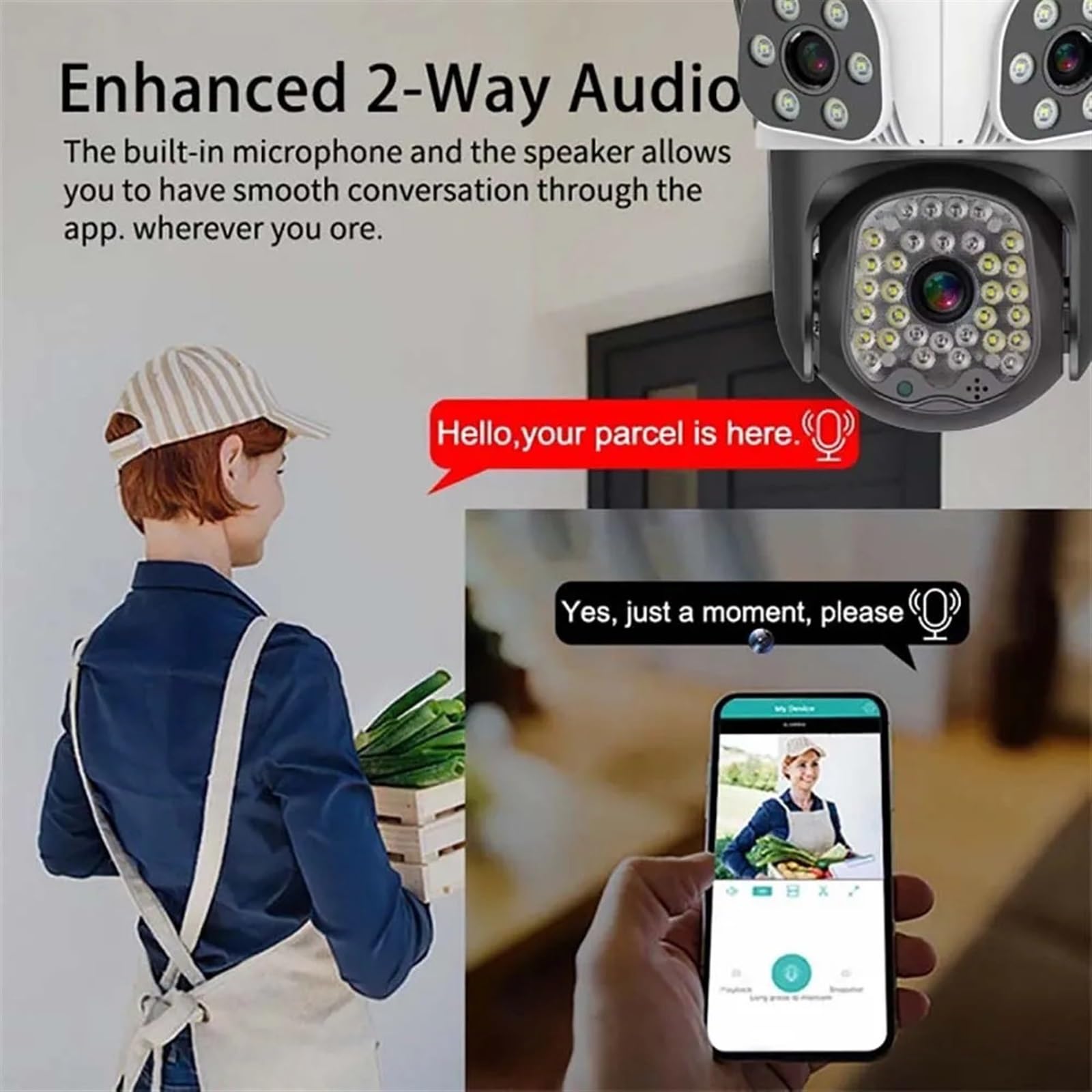 Kamera bezpieczeństwa, Kamera IP 15MP 8K Trzyobiektywowa zewnętrzna kamera PTZ 4X Zoom AI Śledzenie Kamery monitorujące Inteligentna ochrona bezpieczeństwa CCTV(15MP Camera Add 128G)