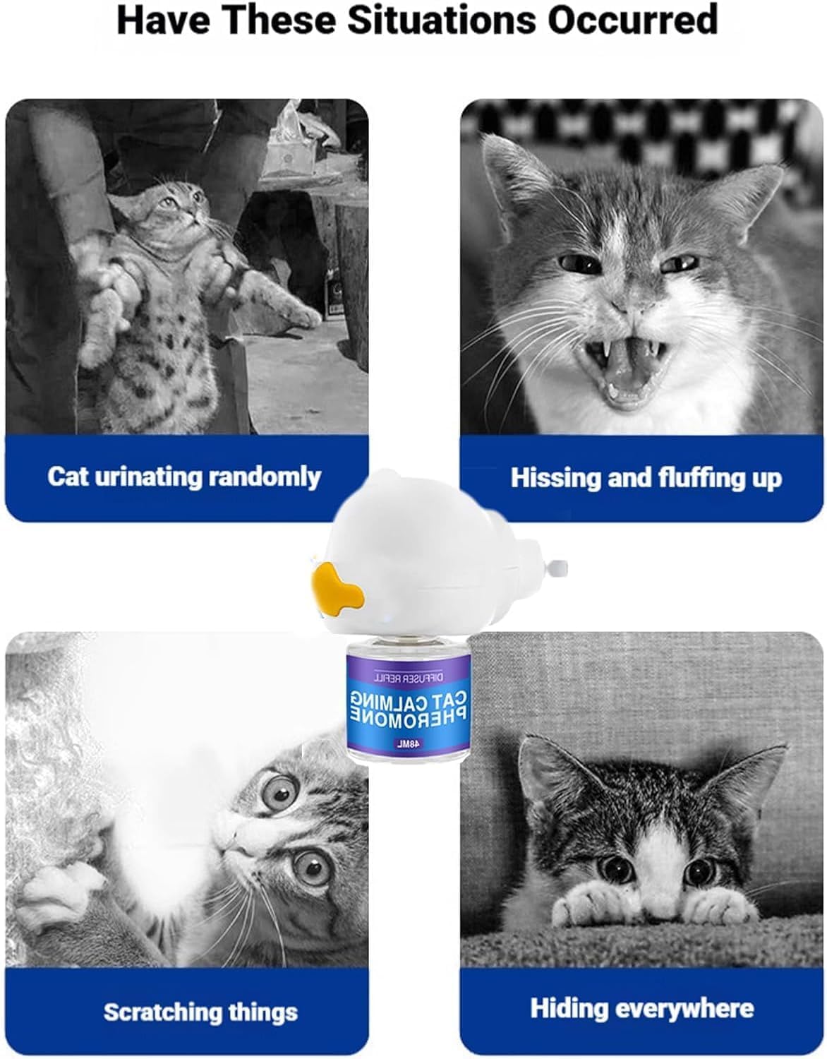 Petwellness Diffuseur Chat,Pet Wellness Diffuseur Chat Anti Urine,avec Recharges,Stop Aux Bagarres Et Aux Sifflements des Chats Fini Au Marquage Urinaire，2pcs