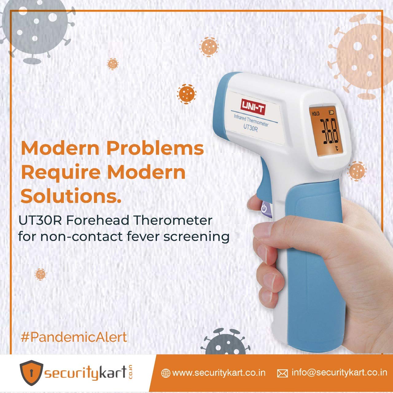 UNI-T UT30R - Digital infrared thermometer, Non-contact thermometer, Temperature range: 32~45 °C