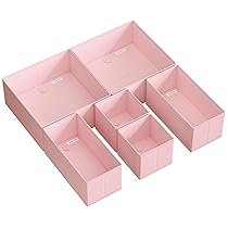 SONGMICS Divisore per Cassetti, Organizzatore per Armadio, Set di 6, Scatole di Stoccaggio Pieghevoli in TNT, per Calze, Biancherie, Reggiseni, Cravatte, Sciarpe, Rosa Pastello RDZ06PK