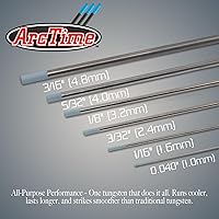 Vista 2 de ArcTime TIG - Electrodos de tungsteno de mezcla de tierras raras, no radiactivos, no toriados híbridos prémium (azul cielo, EWG) 1/16 pulgadas x 7