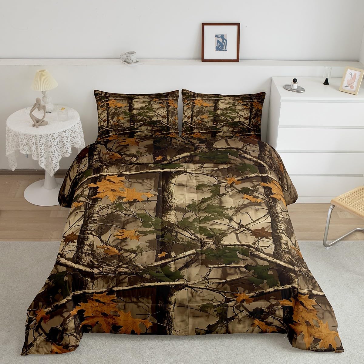 Feelyou Mallard Duck Comforter Set Queen Size Wild Animal Bedding Set for Boys Girls Teens Bedroom Decor Hunting and Fishing Comforter Women Men Wildlife Duvet Set with 2 Pillow Cases