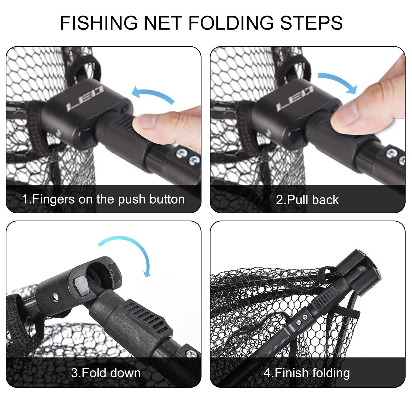 Filet de pêche en caoutchouc transparent pour pêche à la mouche - Filet de rechange en maille - Filet de capture et de libération (circonférence mudium 100 cm