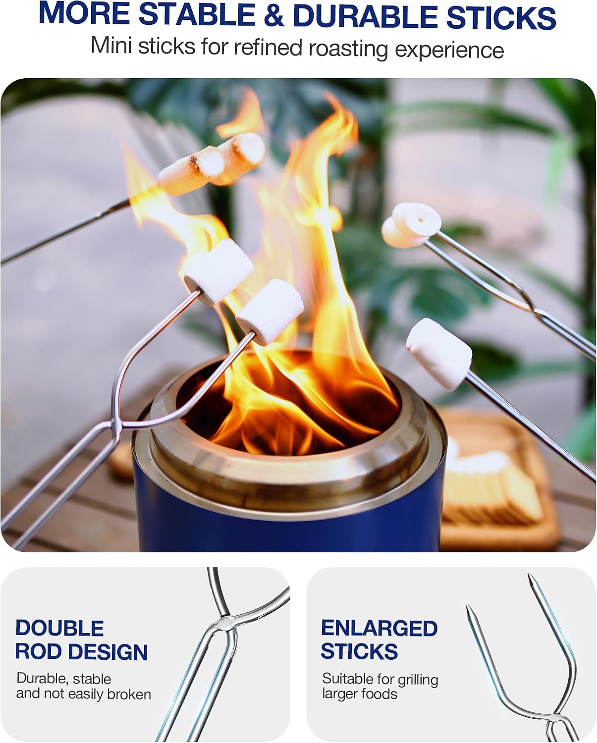 Accessories for Solo Stove Mesa XL: YEFU Portable Accessories for Tabletop Fire Pit Outdoor - 7.3" Lid + 304 Stainless Steel 4 Smores Sticks + 4 Stick Rests + Poker + Pellet Scoop+ Case