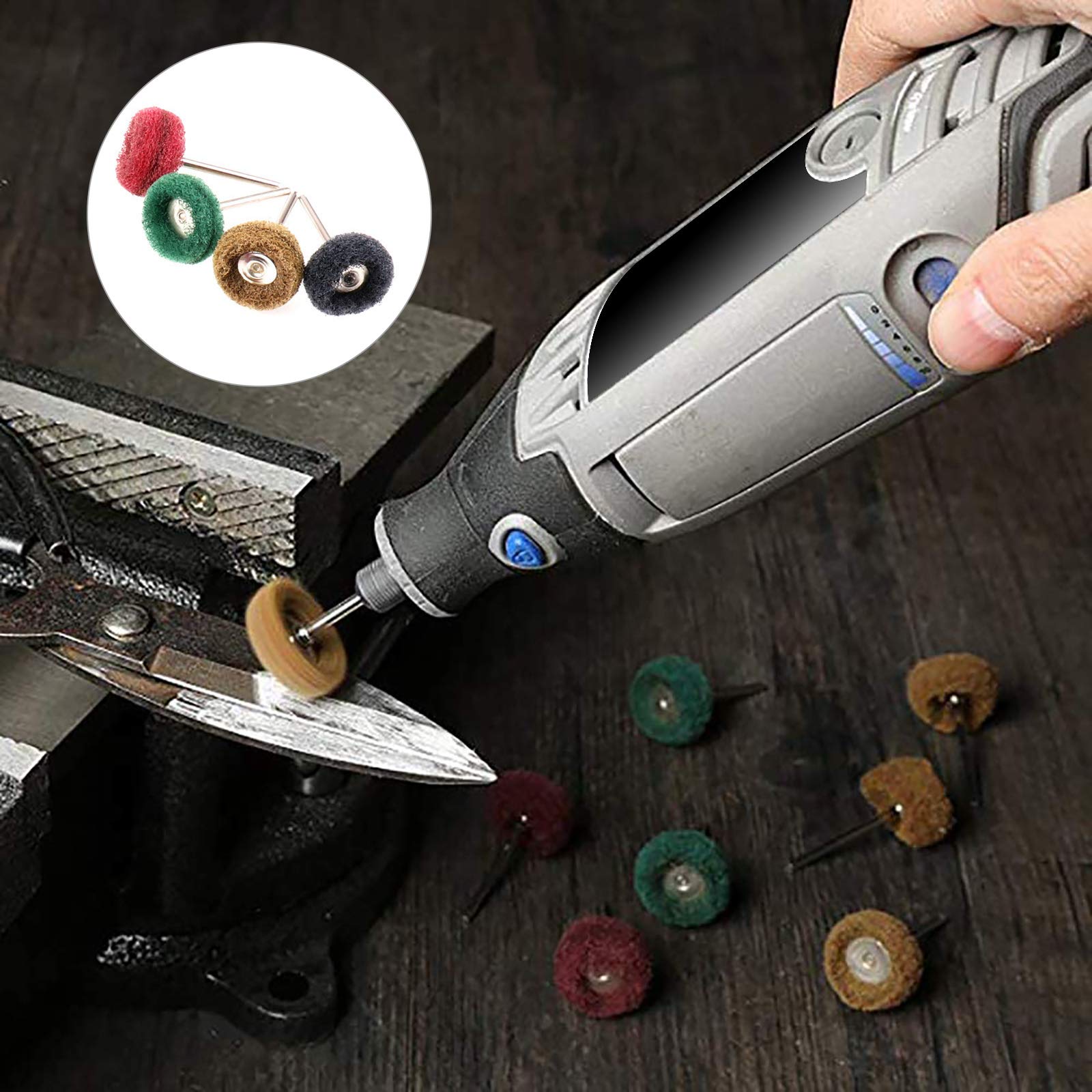 Set di 40 ruote abrasive per lucidatura per utensili rotanti Dremel, ruote per lucidatura per trapano legno, smerigliatrice da banco, grana 80/150/240/300/400