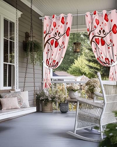 Miniatura 4 de Love-Tree Outdoor Curtains for Patio Waterproof Drapery,Grommet Window Curtain Living Room,Bedroom,Doorway,Kitchen,Cafe,Porch Drapes Valentine's Day