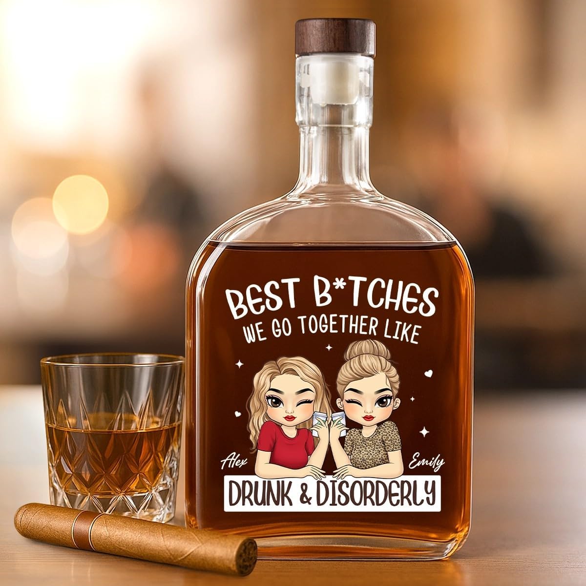 Partners In Wine, Bestie Personalized Whiskey Bottle, Birthday Gifts for Women Friendship, Gift For Best Friends, BFF, Work Bestie, Friends Forever, Sisters Gifts From Sister